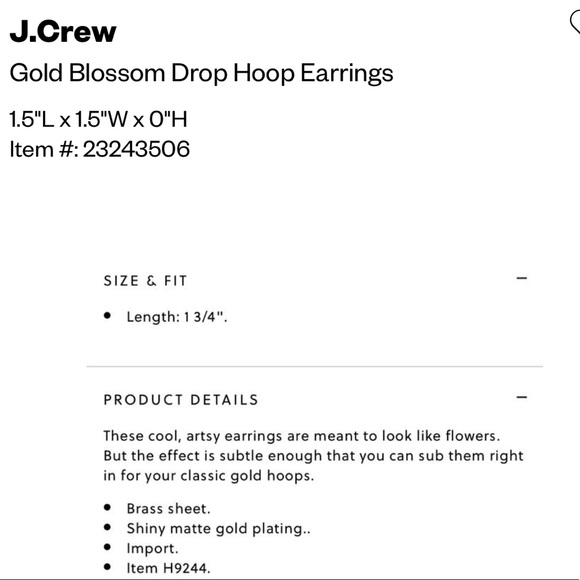 J.Crew Gold Blossom Drop Hoop Earrings - Picture 3 of 7